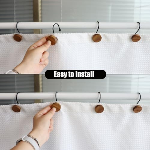 Shower Curtain Hooks, Wood Decorative Shower Curtain Rings, Modern Round Log - Image 6