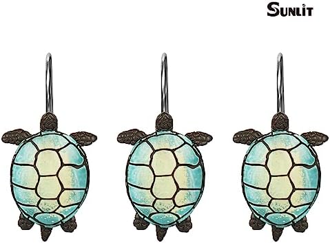 Sunlit Sea Turtle Shower Curtain Hooks, Home Decorative Shower Curtain Rings - Image 2