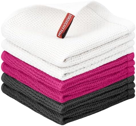 Nialnant 6 Pack Kitchen Towels, 100% Cotton, 12x12 Inches by Nialnant