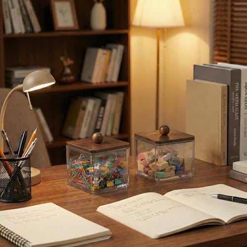SheeChung 2 Pack Square Acrylic Qtip Holder - Image 4