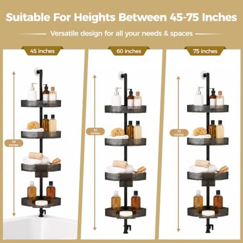 Corner Shower Caddy, Adjustable 4-Tier Rustproof Bathroom Organizer Shelves - Image 5