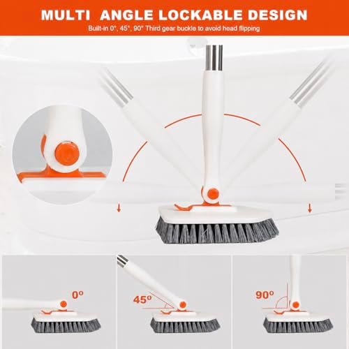 Tile Tub Scrubber Brush with 52-inch Adjustable Long Handle 3-in-1 Rotatable - Image 3