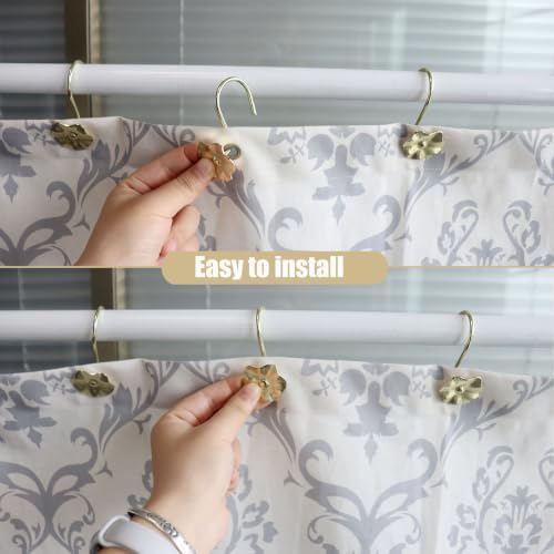 12PCS Decorative Shower Curtain Hooks, Rustproof Metal Flower Shower Curtain - Image 3