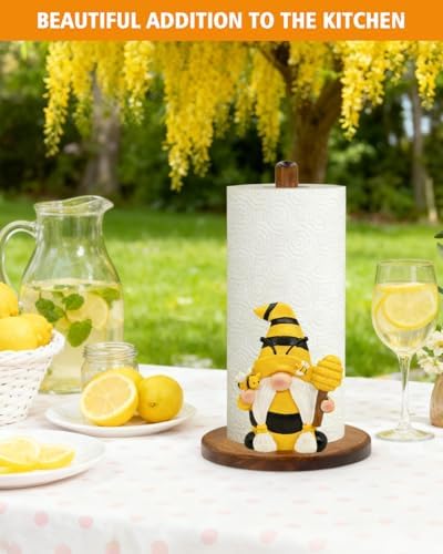 Bee Gnome Paper Towel Holder, Honey Bee Farmhouse Kitchen Countertop Decor - Image 7