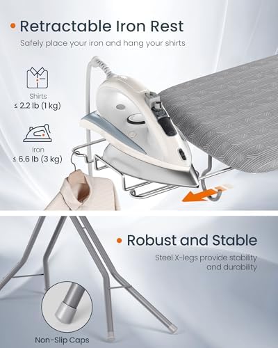 SONGMICS Ironing Board, with Iron Rest, 43 x 13 Inches - Image 6
