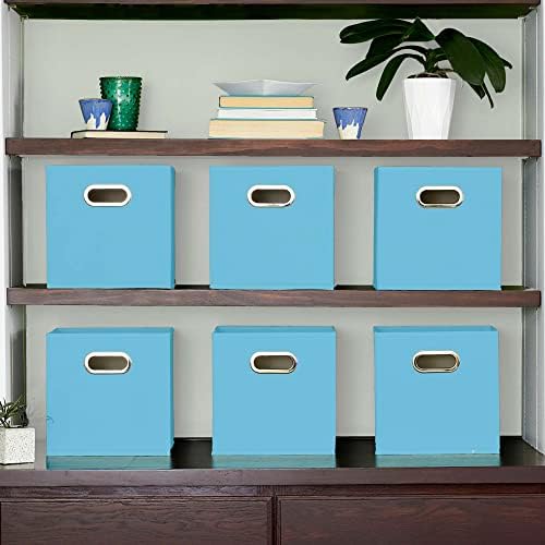 Household Essentials 6 ct Open Fabric Cube Storage Bins, Carolina Blue - Image 3