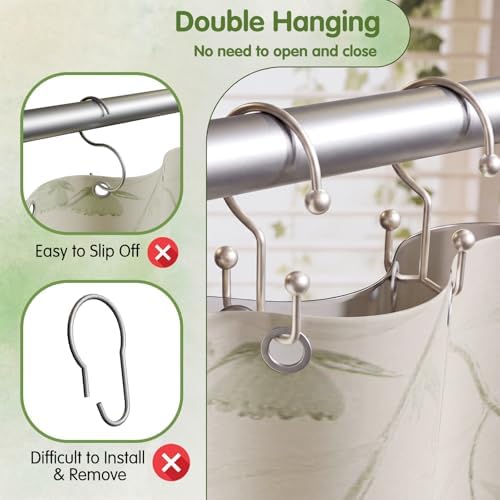 OEH 24 Pcs Shower Curtain Hooks, Metal Shower Curtain Rings, Decorative Shower - Image 5