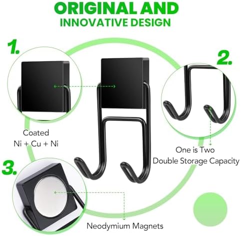 MIKEDE Magnetic Hooks 12Pcs 80lbs+ Magnet Hook Cruise Essentials Black - Image 4