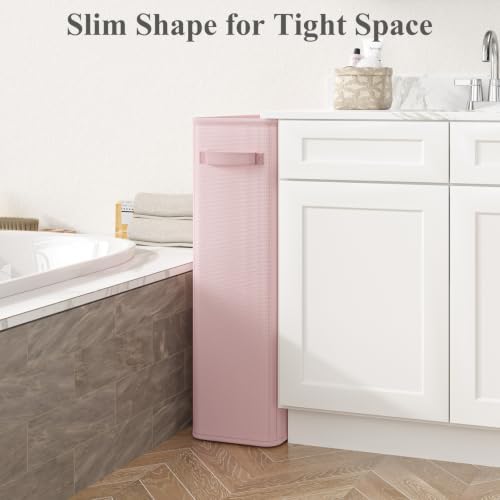 Optish 90L Pink Slim Laundry Hamper, Large Laundry Basket - Image 2