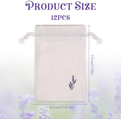 12 Pcs Cotton Lavender Drawstring Bags 4 x 6 Inch Reusable Muslin Drawstring - Image 2