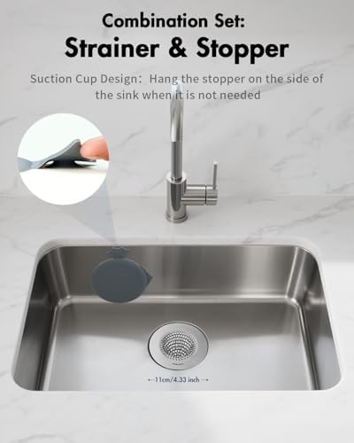 Reversible Sink Drain Strainer & Kitchen Sink Stopper Set - Image 6
