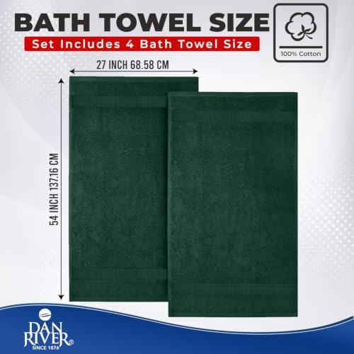 DAN RIVER 600 GSM Cotton Large Bath Towels Set of 4, 27 x 54 Inches H-Green - Image 2