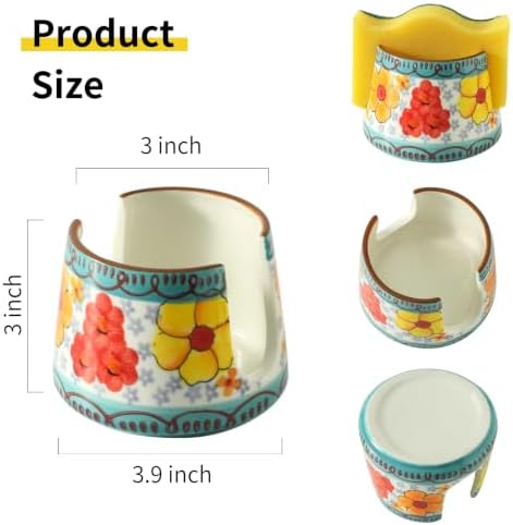 Sponge Holder for Kitchen Sink, Ceramic Dish Sponge Dish Rack Scrubby Caddy - Image 2
