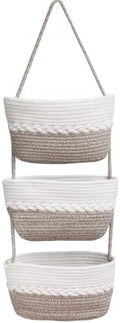 Over the Door Hanging Basket for Organizing 3 Tiers Woven Cotton Rope Wall by ililmmoe