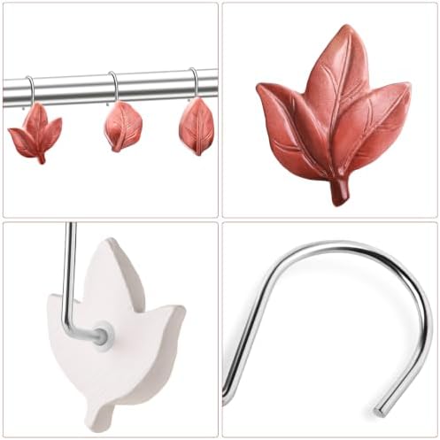 Terracotta Plant Leaf Shower Curtain Hooks, Eucalyptus Bathroom Decor - Image 3