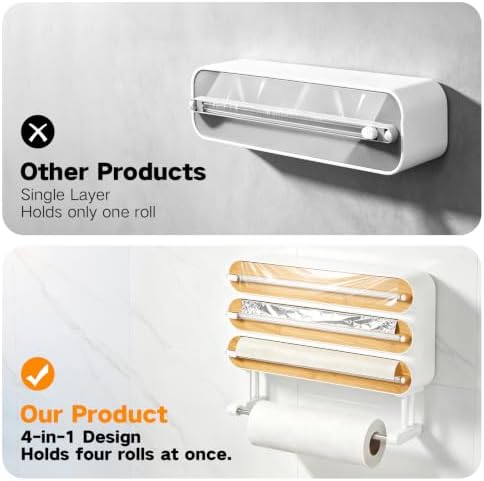 4-in-1 Wrap Dispenser with Cutter – Magnetic Kitchen Organizer - Image 4