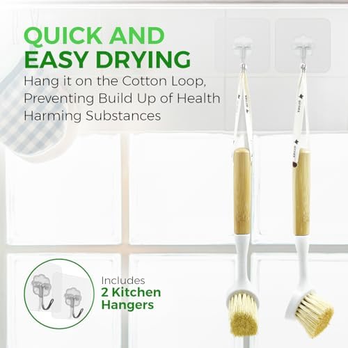 AIRNEX Bamboo Dish Brush Set of 2 - Image 5