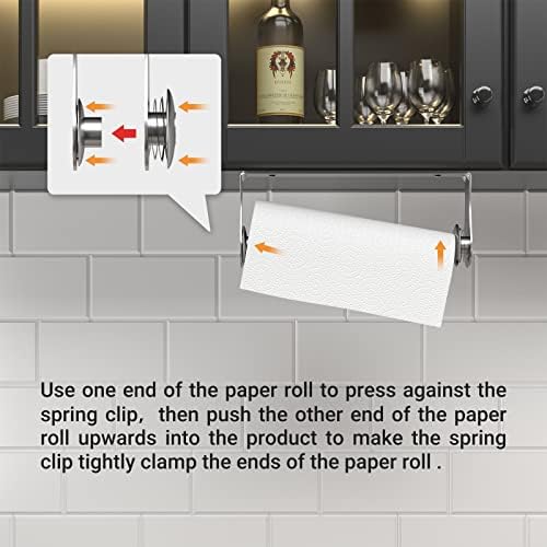 Paper Towel Holder Under Cabinet, One-Hand Tear, Wall Mount or Adhesive - Image 3