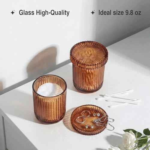 Brown Thick Glass Bathroom Qtip Holder, 2 Pack - Image 4