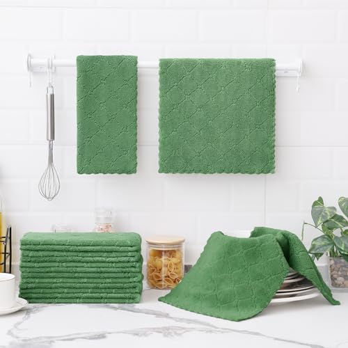 Homaxy 12 Pack Super Soft Absorbent Dish Towels, Grass Green - Image 6