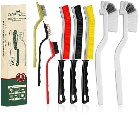 8 Pcs Crevice Cleaning Brush Set Hard Bristle Tools by Solvra