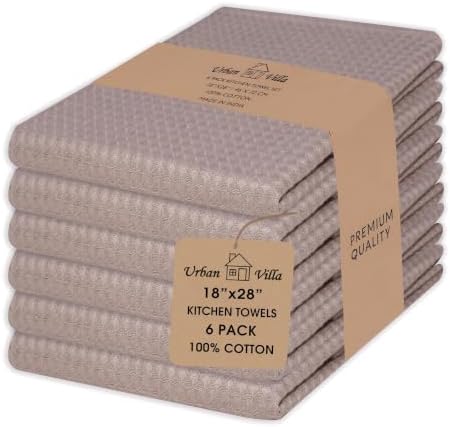 Urban Villa Kitchen Towels Cotton Dish Towels 20”x30” Tan by CottonTrends