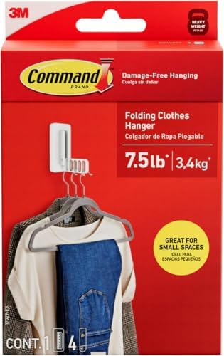 Command Folding Clothes Hanger, Holds up to 5 Hangers 7.5lb, 1.5lbs per Rung by Unknown