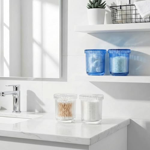 Blue Thick Glass Bathroom Qtip Holder, 2 Pack - Image 5