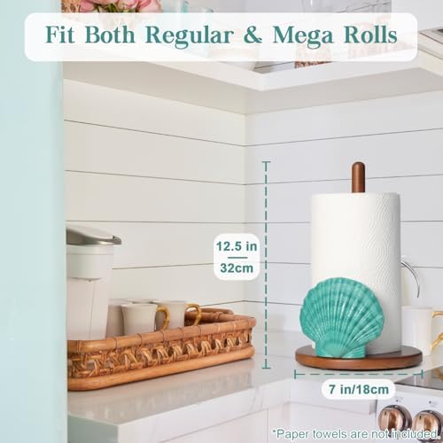 Seashell Paper Towel Holder Decorative Coastal Beach Kitchen Decor Beachy - Image 3