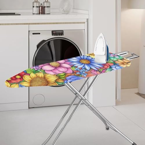 Boho Floral Print Ironing Board Cover and Pad 15x54 Inch Standard Ironing Board - Image 2