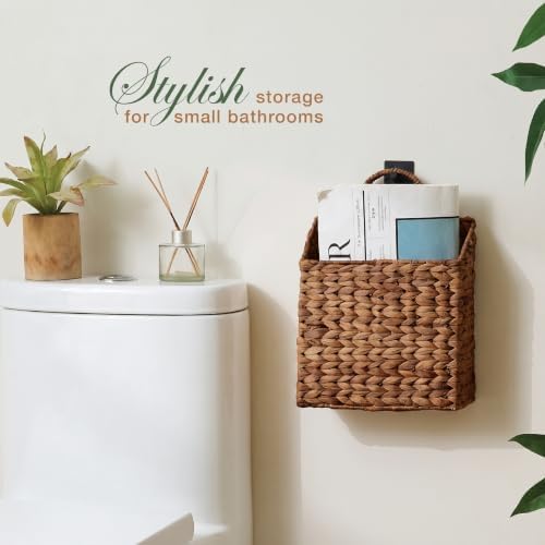 84ECO Set of 2 Brown Wicker Hanging Baskets - Image 4
