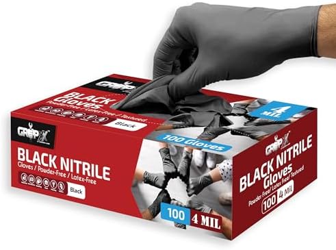 London Labs Black Nitrile Gloves Disposable Latex Free & Powder Free, 4 Mil by LONDONLABS