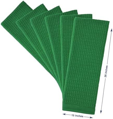 CRAFTSWORTH Cotton Kitchen Towels15 x 26" Solid Green Kitchen Hand Towels - Image 6