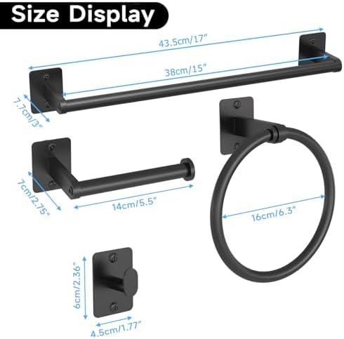 KLJKPA Black Bathroom Accessories Set, 4-Piece Bathroom Hardware Set - Image 6