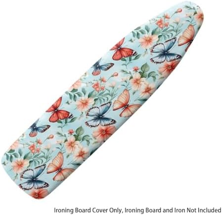 Blue Floral Butterfly Ironing Board Cover Fits Standard Size Elasticized Edges - Image 6