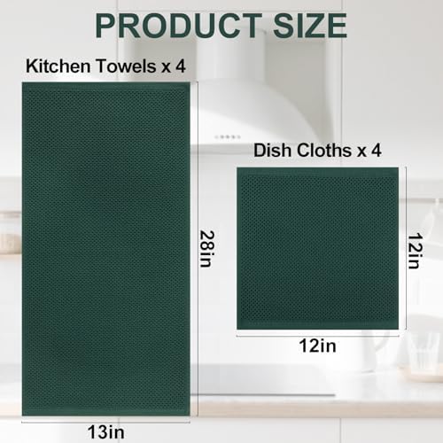 Homaxy 8 Pack 100% Cotton Kitchen Towels and Dishcloths Set - Image 4