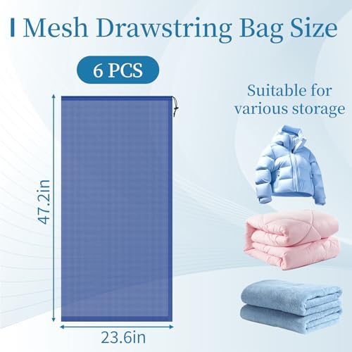 6 Pack Mesh Bag Drawstring for Storage, 23 x 47 Inch Net Bags - Image 2