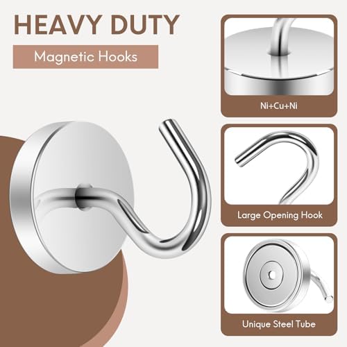 Neosmuk Magnetic Hooks Large Opening, 80lb+ Cruise Hooks, 6 Pack - Image 6