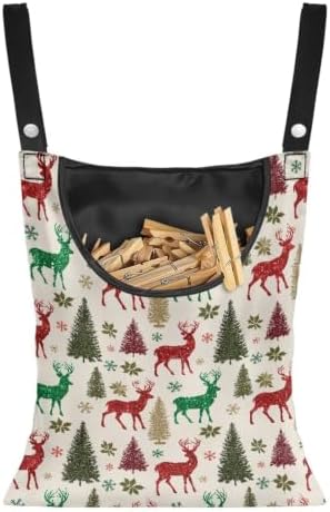 Christmas Deer Hanging Peg Bag, Heavy Duty Clothespin Storage by CREAMIC
