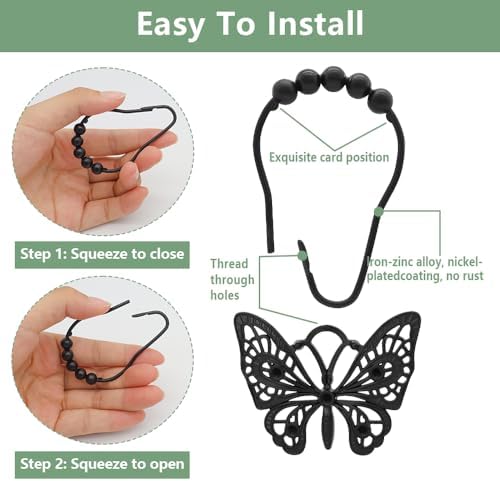 Decorative Shower Curtain Hooks, Rustproof Shower Curtain Hanger Clips - Image 6