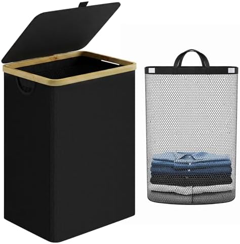 IEGrow Laundry Hamper with Lid, 85L Laundry Basket with Mesh Bags by iEGrow