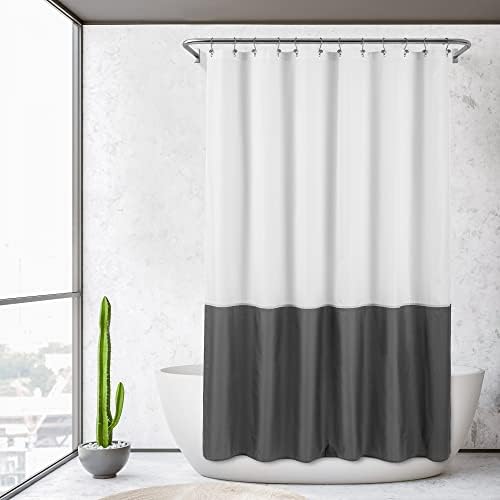 ALYVIA SPRING Waterproof Fabric Shower Curtain Liner White/Dark Gray - Image 6