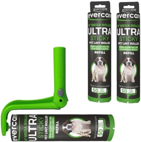 Evercare Ultra Sticky Pet Mega Lint Roller Value Pack, Manual Clothes & by Evercare