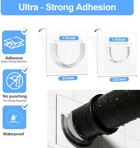 Shower Curtain Rod Holder with Strong Adhesive, No Drilling - Image 2