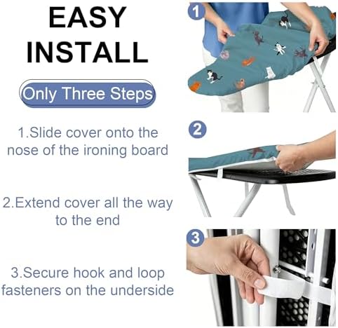 Funny Cat Ironing Board Cover and Pad 15x54 Inch, 100% Cotton Surface Durable - Image 4