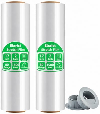 17in Stretch Wrap Roll, Heavy Duty 1500ft Shrink Wrap, 2 Pack by Elxrict