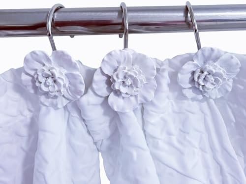 Twofishes White Flower Shower Curtain Hooks Set of 12 Home Fashion Decorative by Twofishes