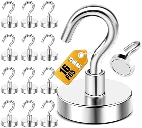 DIYMAG Magnetic Hooks, 120lbs 16pcs Cruise Cabin Essentials Heavy Duty N52 by DIYMAG