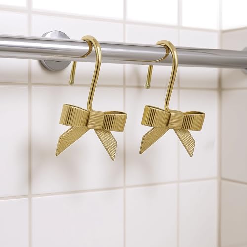 12 Pcs Shower Curtain Hooks, Decorative Bowknot Design, Rustproof Zinc Alloy - Image 2