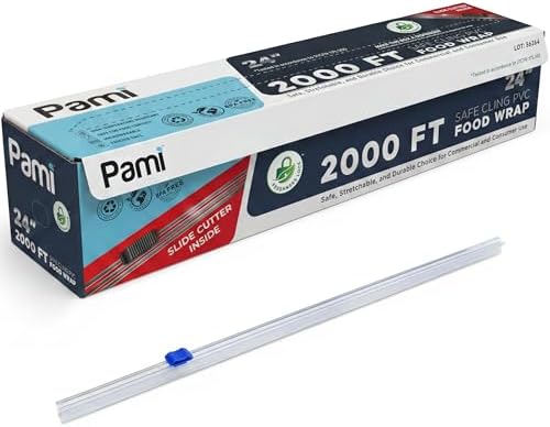 PAMI 24 in x 2000 ft PVC Cling Wrap, Heavy Duty, Slide Cutter, Food Safe by PAMI